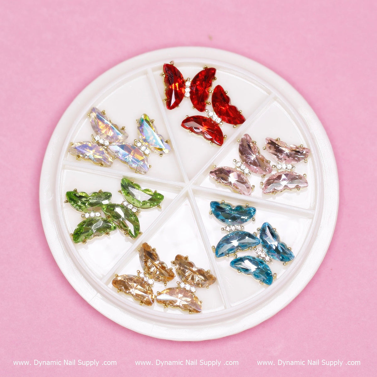 (Iridescent 04) 12 pcs Butterfly Rhinestone Charm for Nails Art Designer