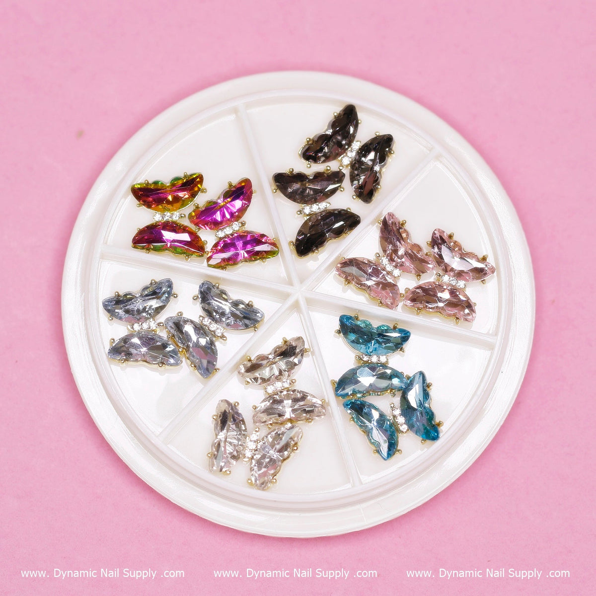 (Iridescent 02) 12 pcs Butterfly Rhinestone Charm for Nails Art Designer
