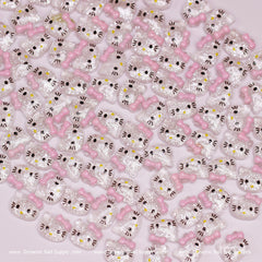(Clear & Pink) 100 pcs Cute Resin Hell0 Kitty Design Nail Charms