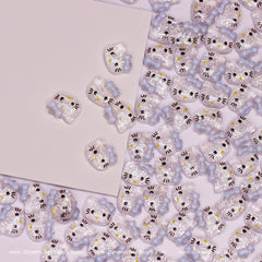 (Clear & Blue) 100 pcs Cute Resin Hell0 Kitty Design Nail Charms