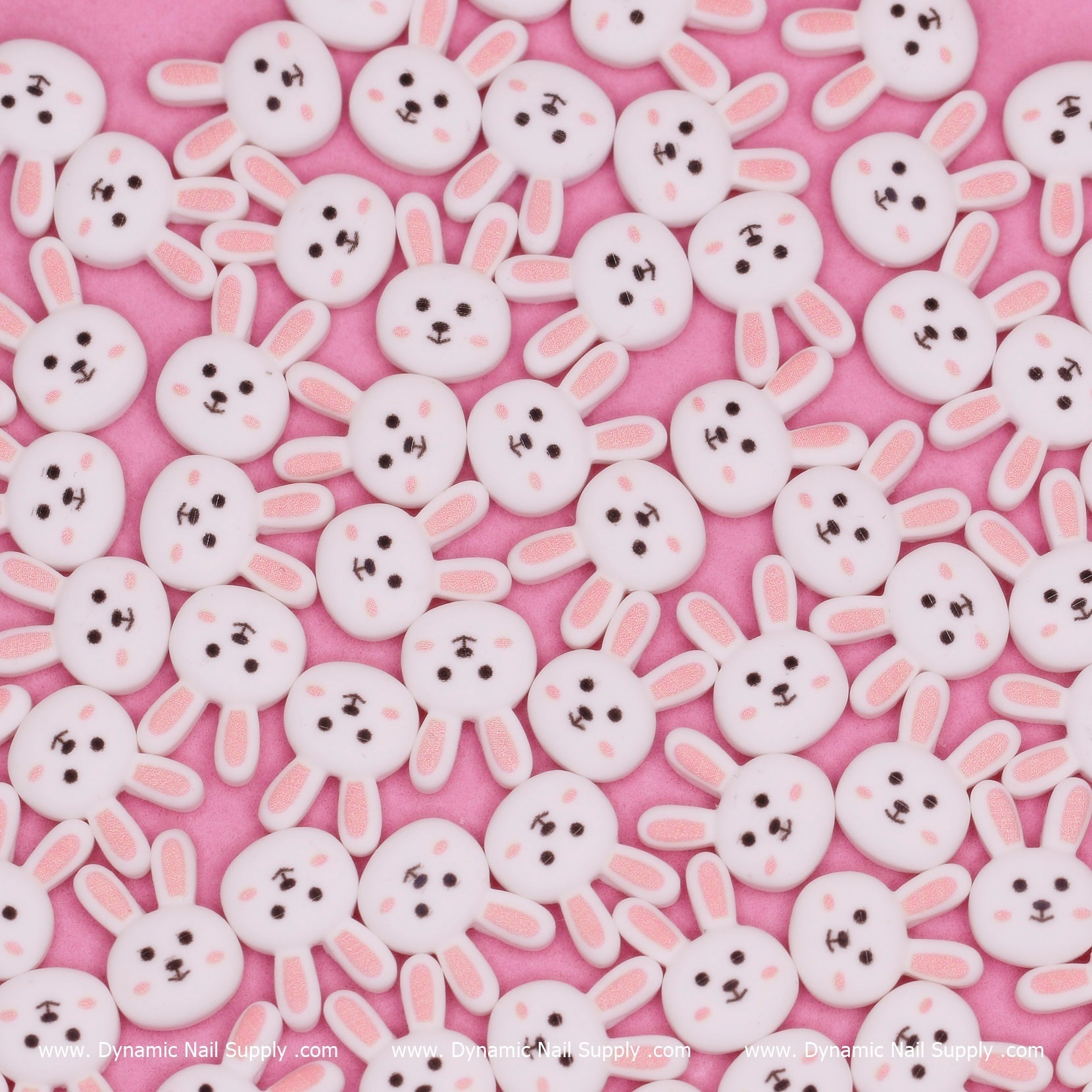 (Pink) 100 pcs Cute Cony Bunny (Rabbit) Design Nail Charms