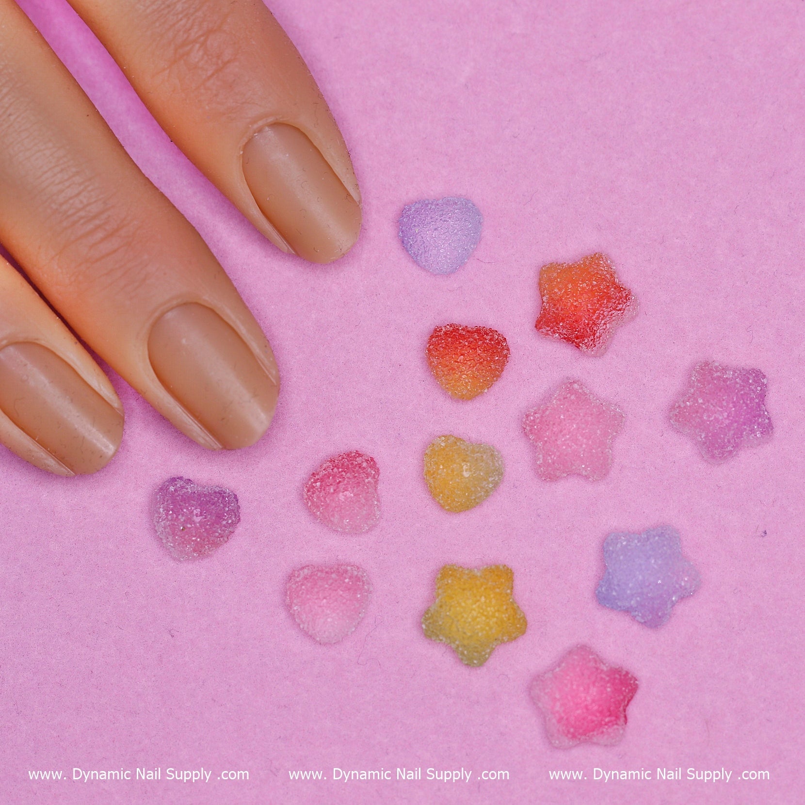 48pcs Star and Heart shape Gummy sugar Charms for Nails art design