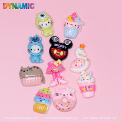 10 pcs Cute Kawaii Cartoon Mixed Shape Design Nail Charms