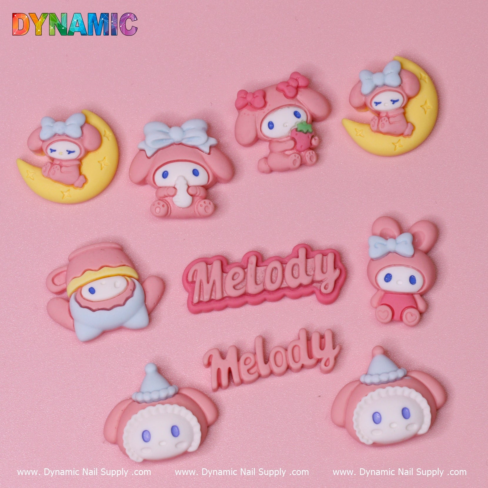 10 pcs Melody Hell0 Kitty Cartoon Cat Design Nail Charms