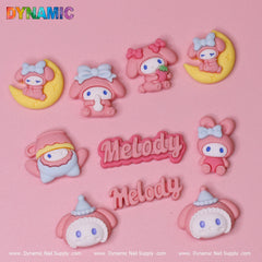 10 pcs Melody Hell0 Kitty Cartoon Cat Design Nail Charms