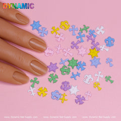 Colorful Antique Cross & Chrome Heart Charms for Nails Art design - Light color Matte look