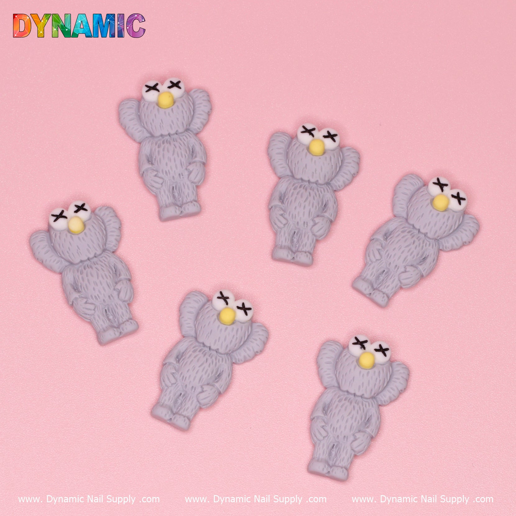 6 pcs KAWS Nail Designer Charms (Light Grey)