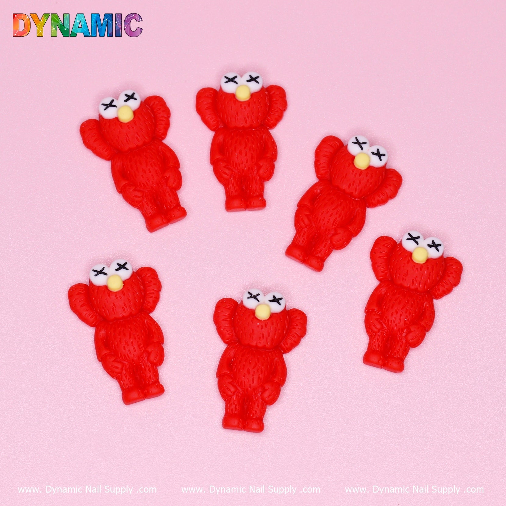 6 pcs KAWS Nail Designer Charms (Red)