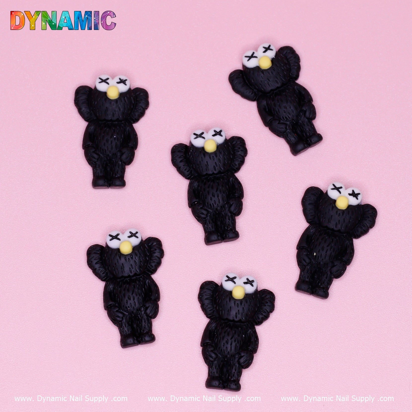 6 pcs KAWS Nail Designer Charms (Black)