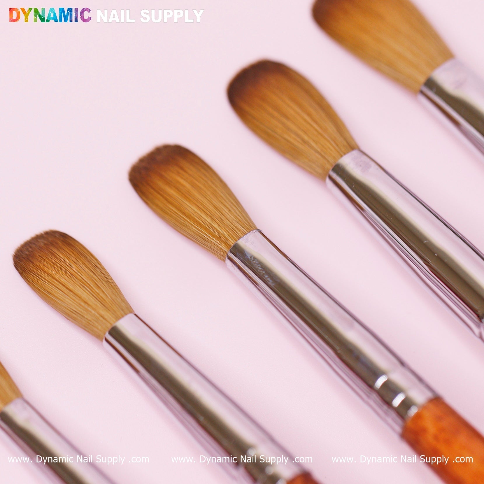 Dynamic 100% Kolinsky Hair Brush - Wooden Handle Brush (Crimped/ Flat/ Round) for Acrylic Nails Application