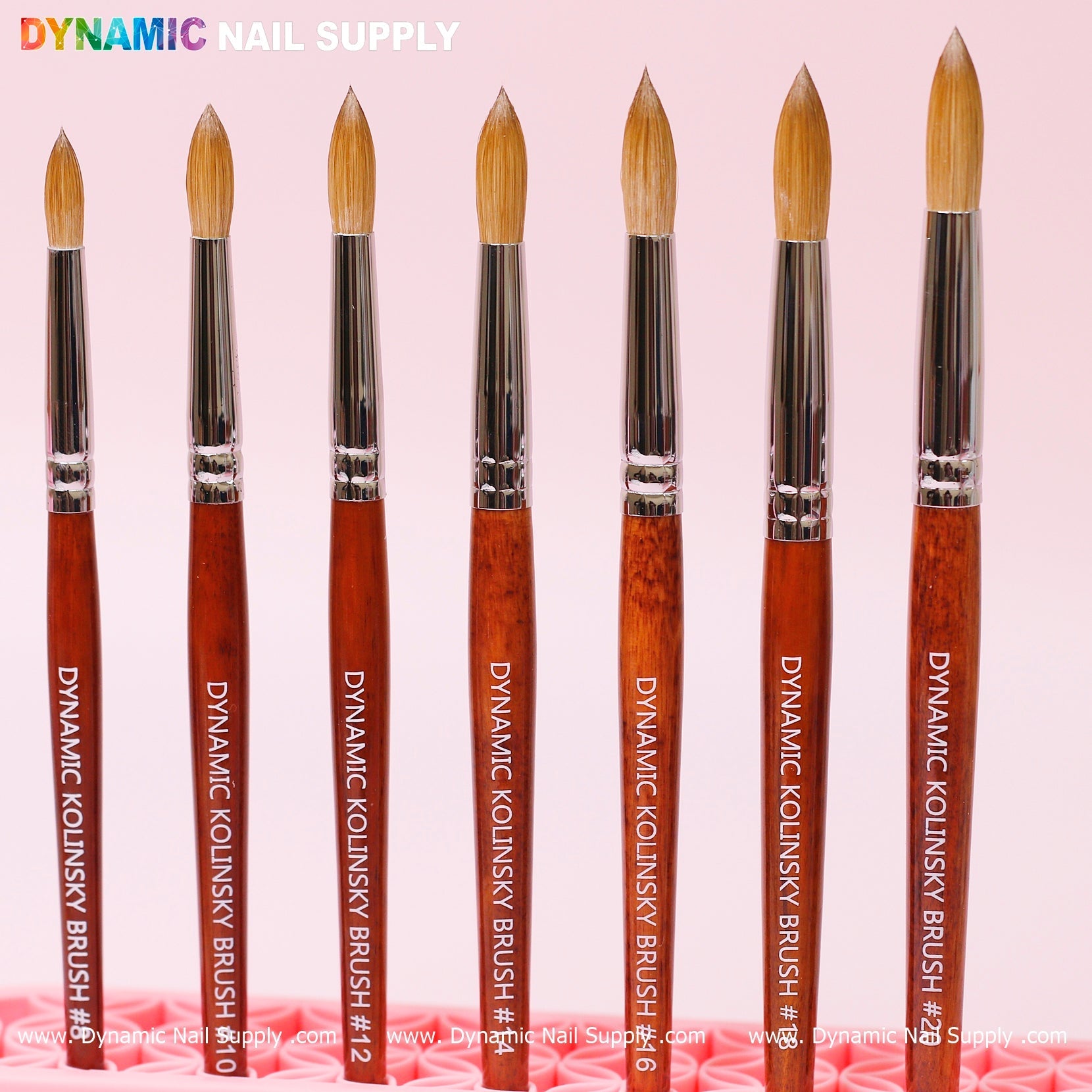 Dynamic 100% Kolinsky Hair Brush - Wooden Handle Brush (Crimped/ Flat/ Round) for Acrylic Nails Application