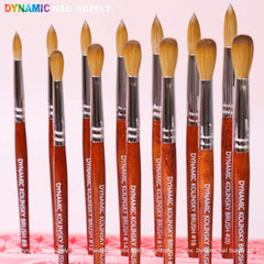 Dynamic 100% Kolinsky Hair Brush - Wooden Handle Brush (Crimped/ Flat/ Round) for Acrylic Nails Application