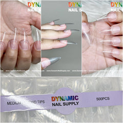 (Version 2024) Medium Almond Extension Nail Tips - Half Cover - Box of 500 pcs (Medium Stiletto)