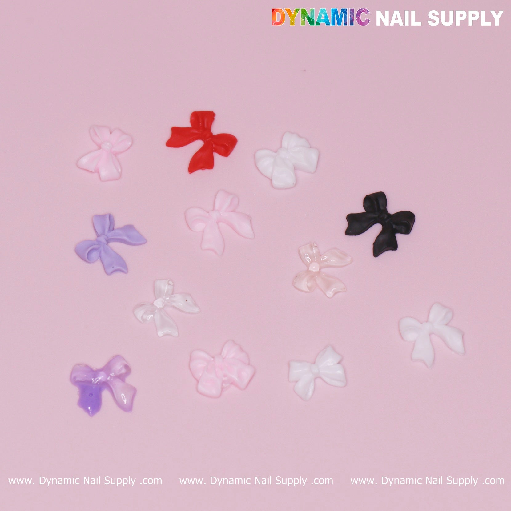 60 pcs Mixed Colors Resin Bows Charm for Nails Art Design