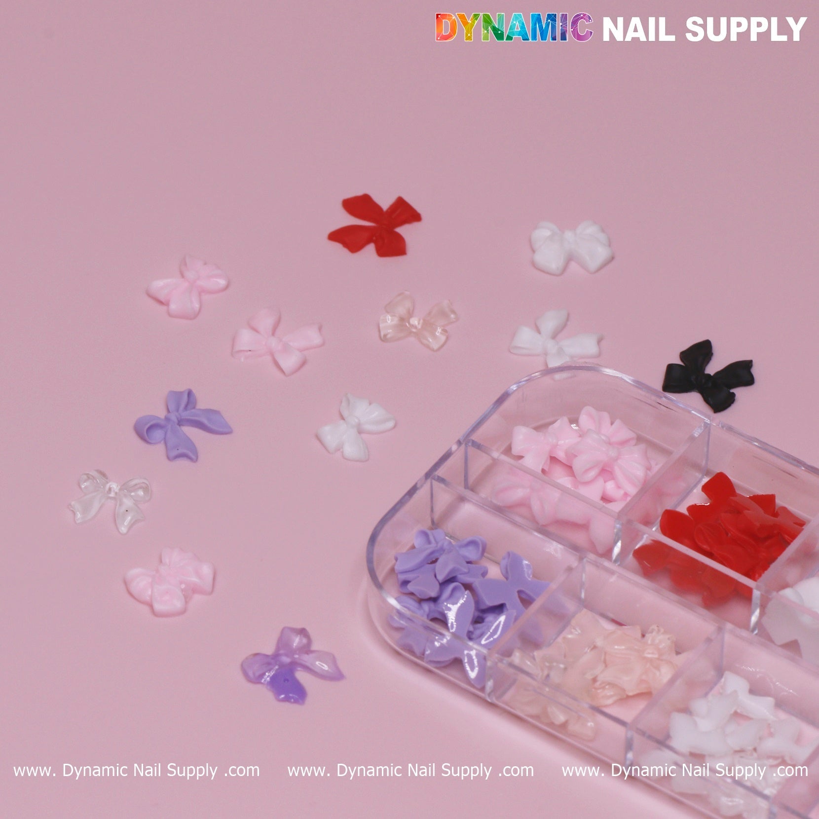 60 pcs Mixed Colors Resin Bows Charm for Nails Art Design