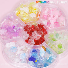 Colorful 3D Mix-shapes charms (Resin flower, roses, bear, heart, snake) for Spring Nails Art design