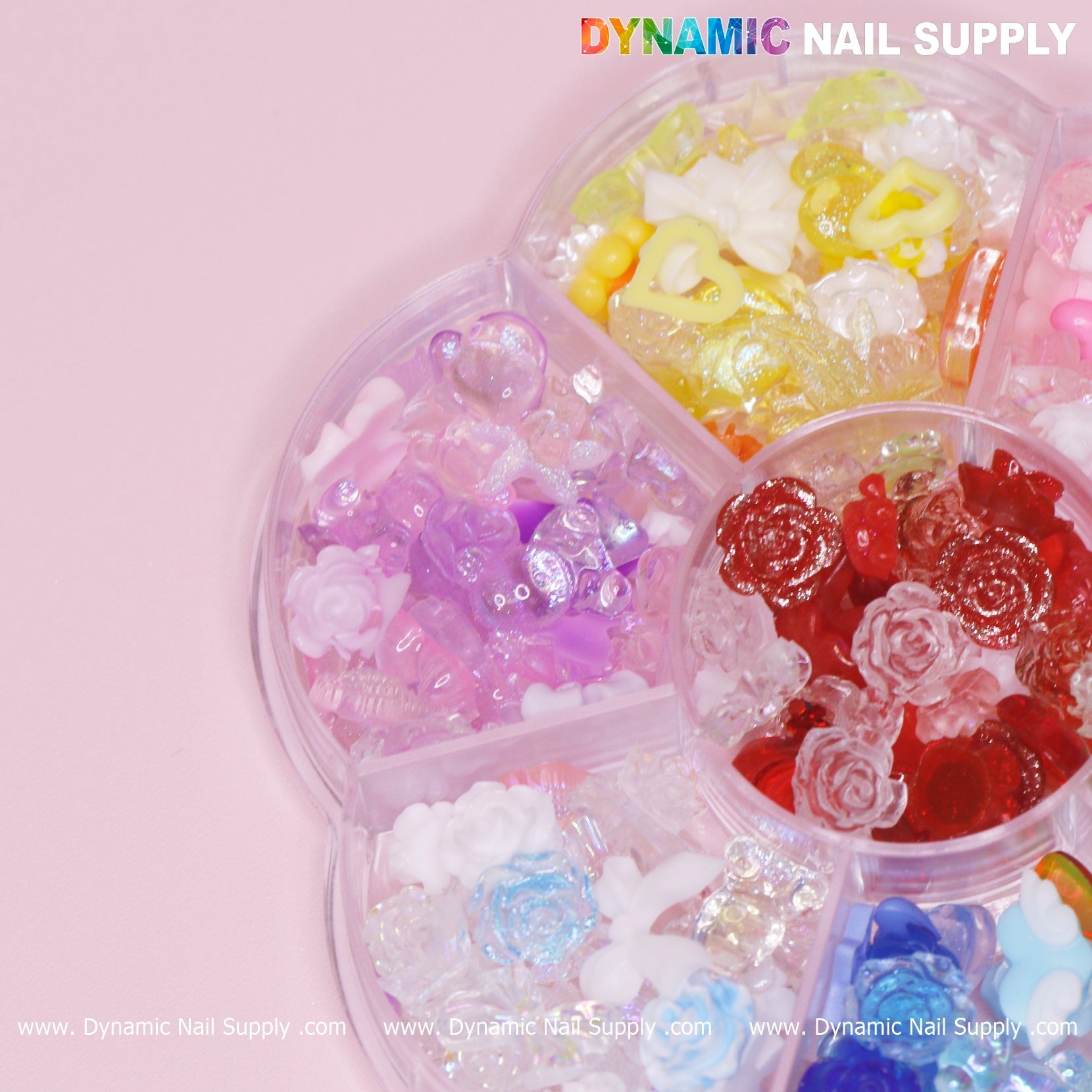 Colorful 3D Mix-shapes charms (Resin flower, roses, bear, heart, snake) for Spring Nails Art design