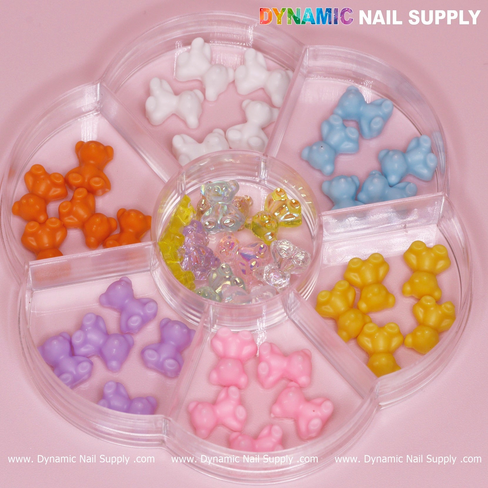 Colorful 3D Resin Teddy Bear Charms for Spring Nails Art design