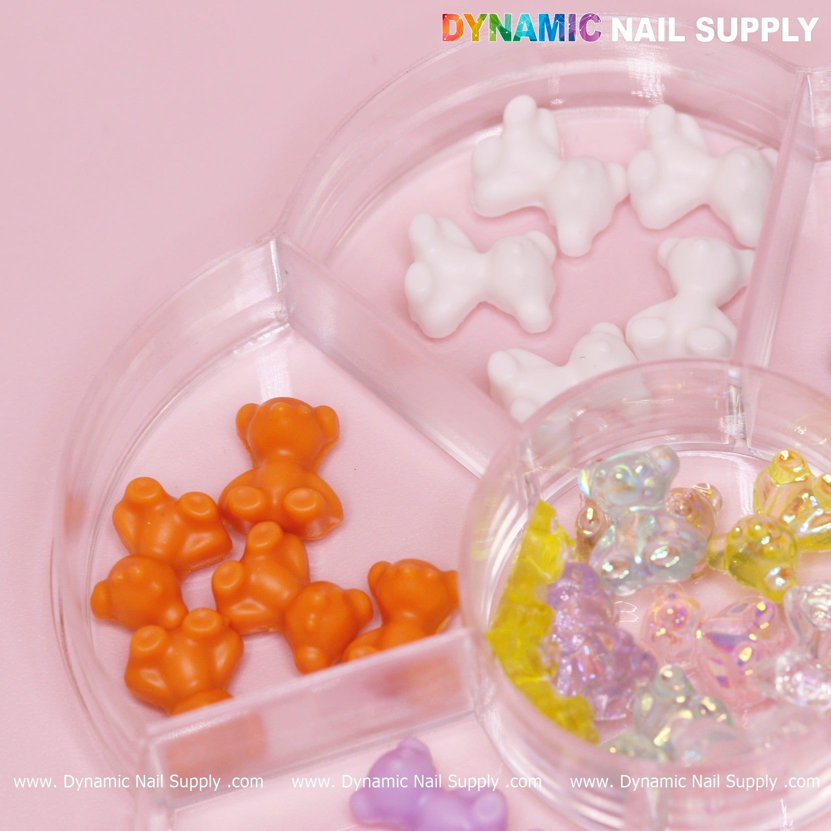 Colorful 3D Resin Teddy Bear Charms for Spring Nails Art design