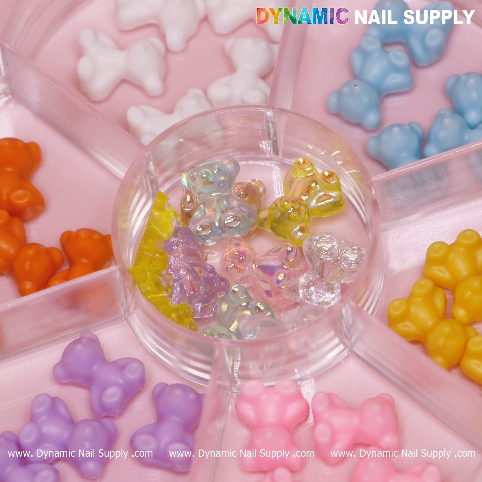 Colorful 3D Resin Teddy Bear Charms for Spring Nails Art design
