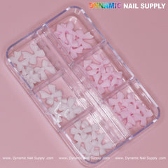 30 pcs White - Pink Resin Bows Charm for Nails Art Design