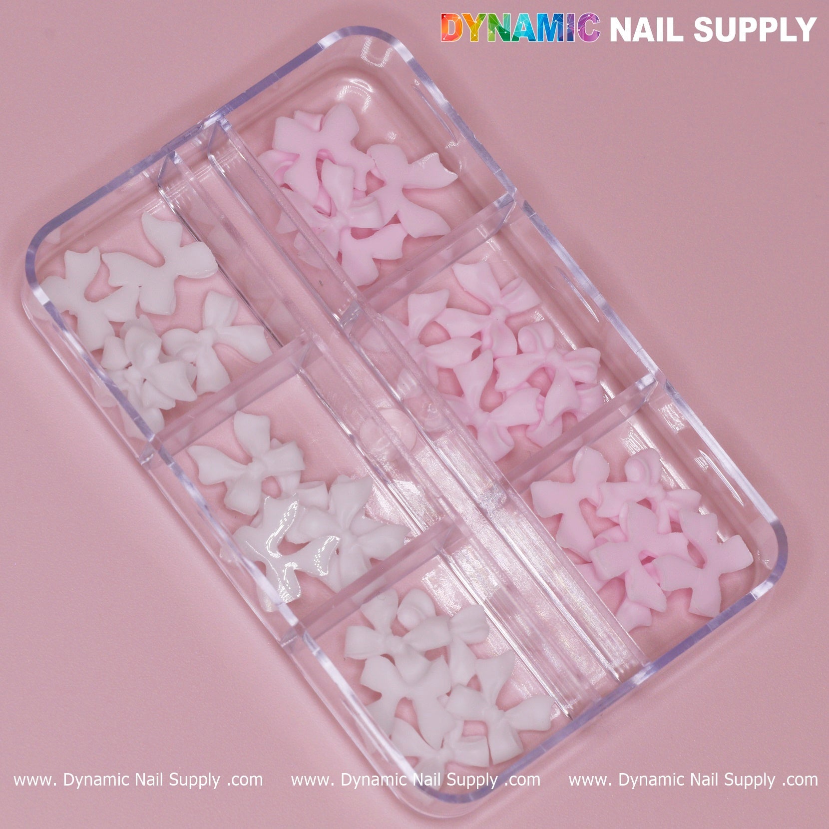 30 pcs White - Pink Resin Bows Charm for Nails Art Design