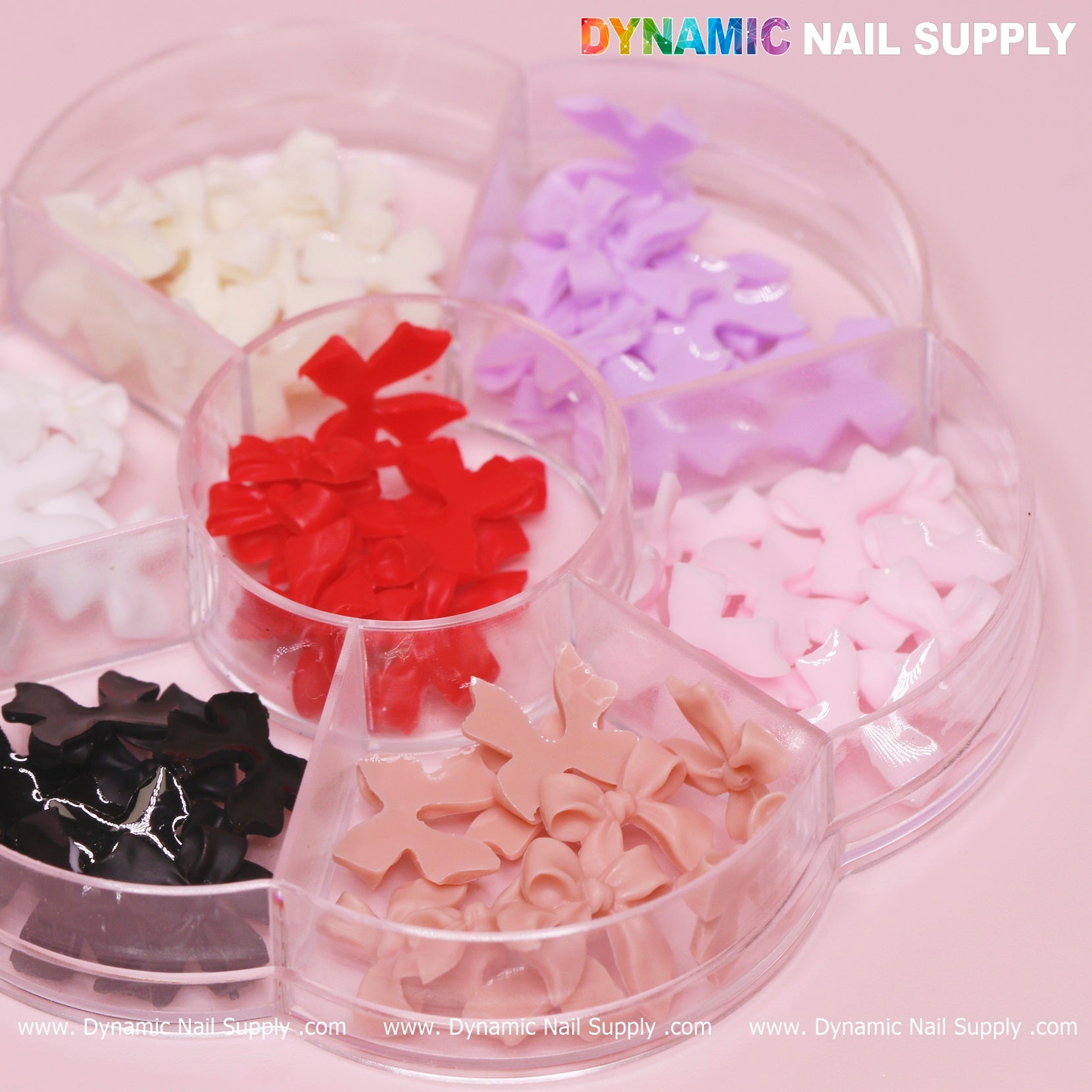 70 pcs Mix-Colors Resin Bows Charm (white, red, pink) for Nails Art Design