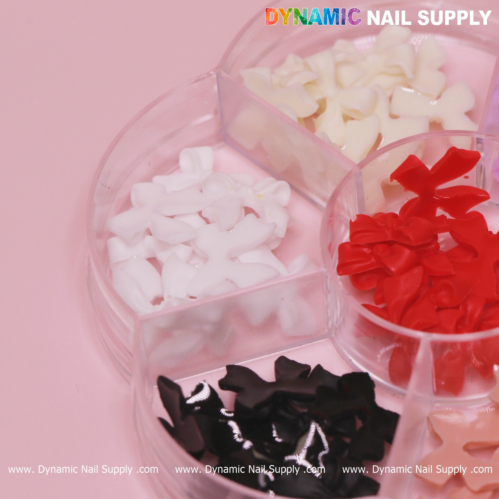 70 pcs Mix-Colors Resin Bows Charm (white, red, pink) for Nails Art Design