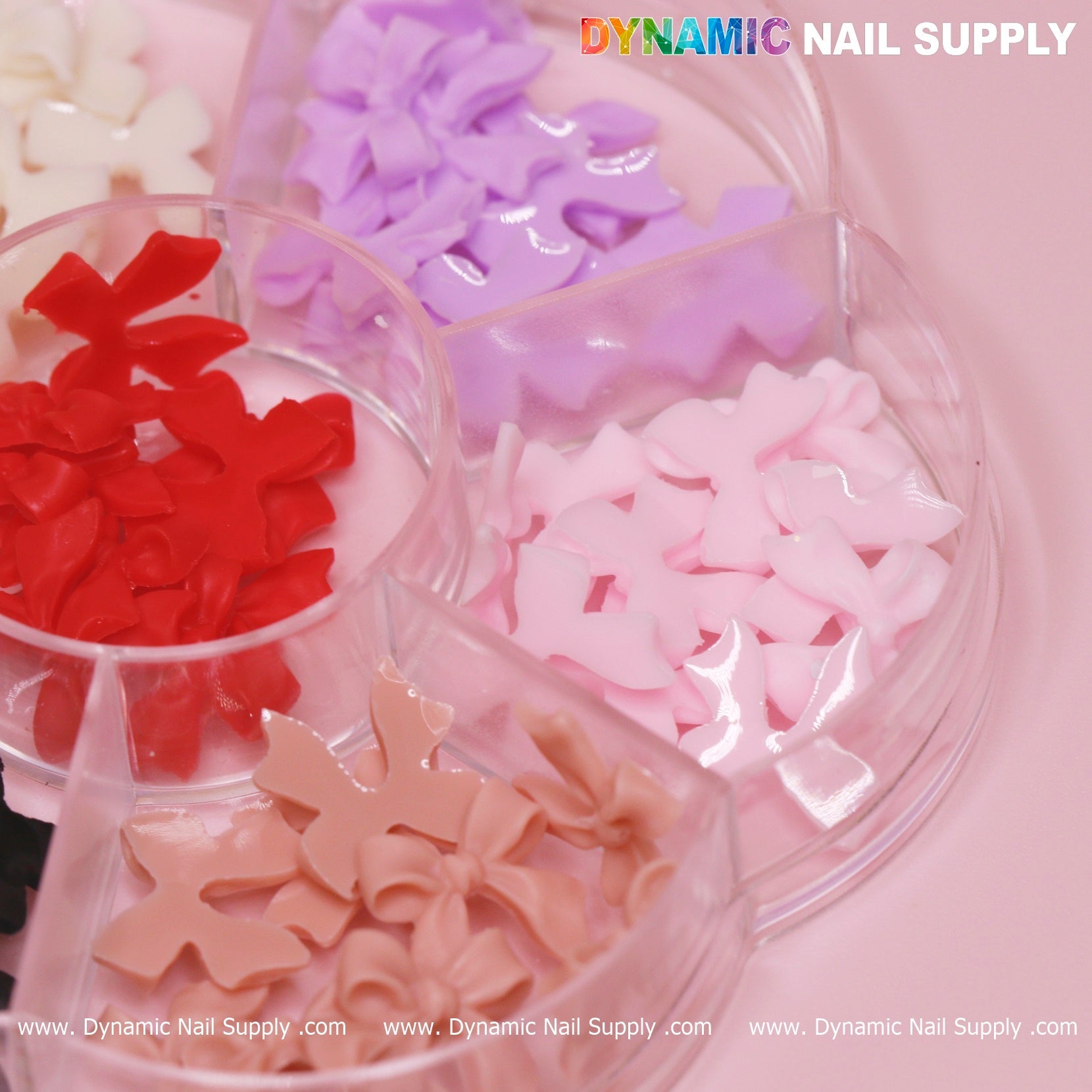 70 pcs Mix-Colors Resin Bows Charm (white, red, pink) for Nails Art Design