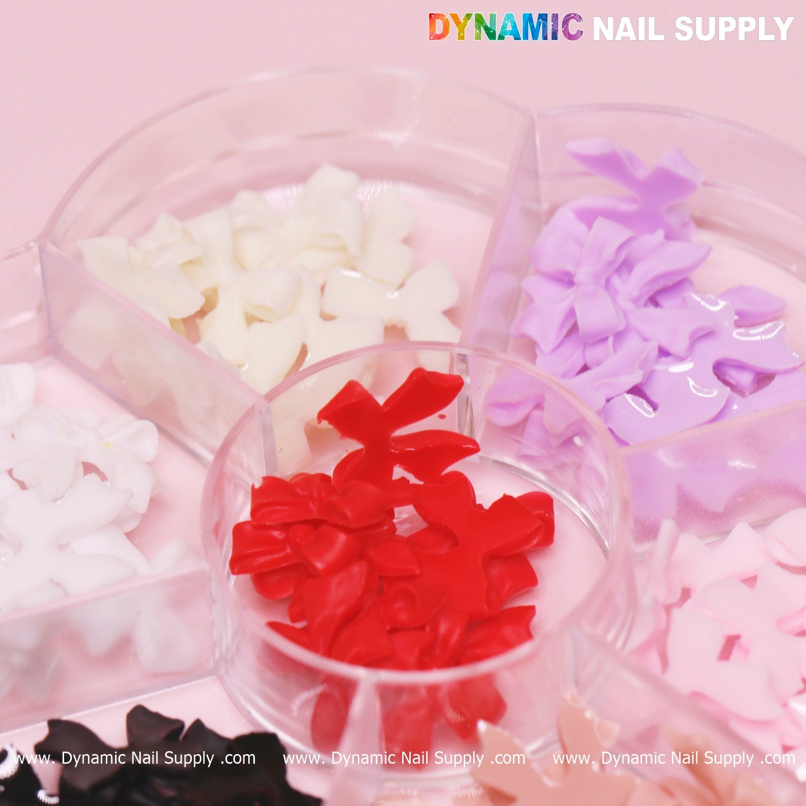 70 pcs Mix-Colors Resin Bows Charm (white, red, pink) for Nails Art Design