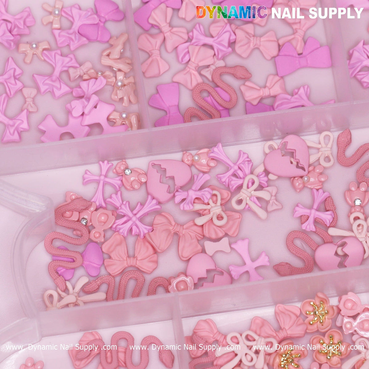 240 pcs Pink Multi-shapes Charms Rhinestones Pearl for Nails Art Design
