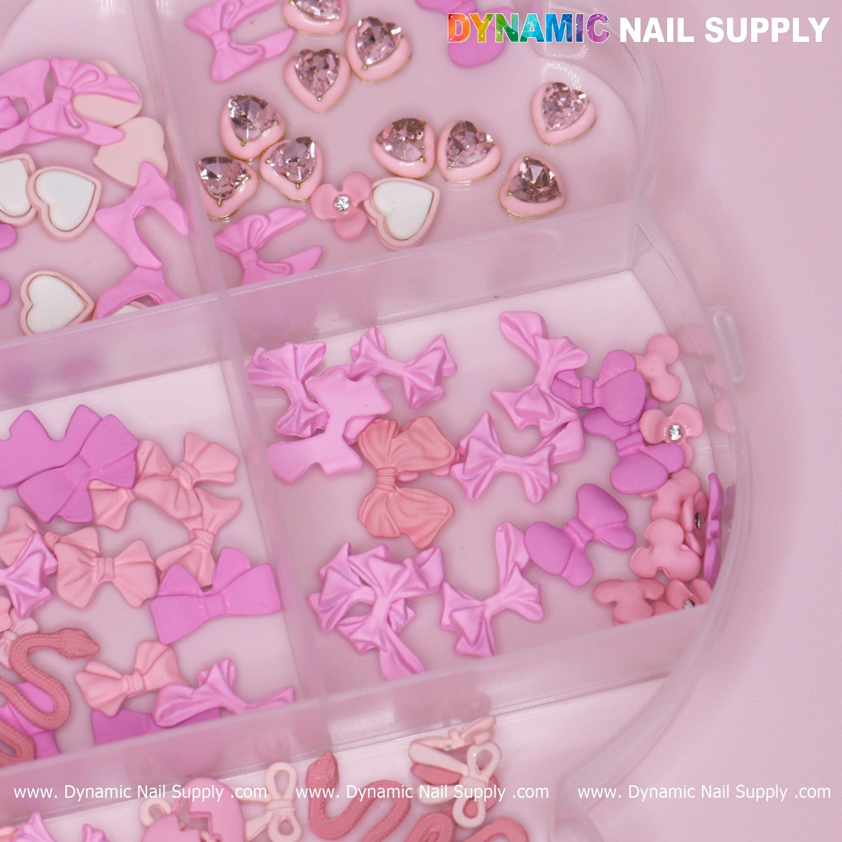 240 pcs Pink Multi-shapes Charms Rhinestones Pearl for Nails Art Design
