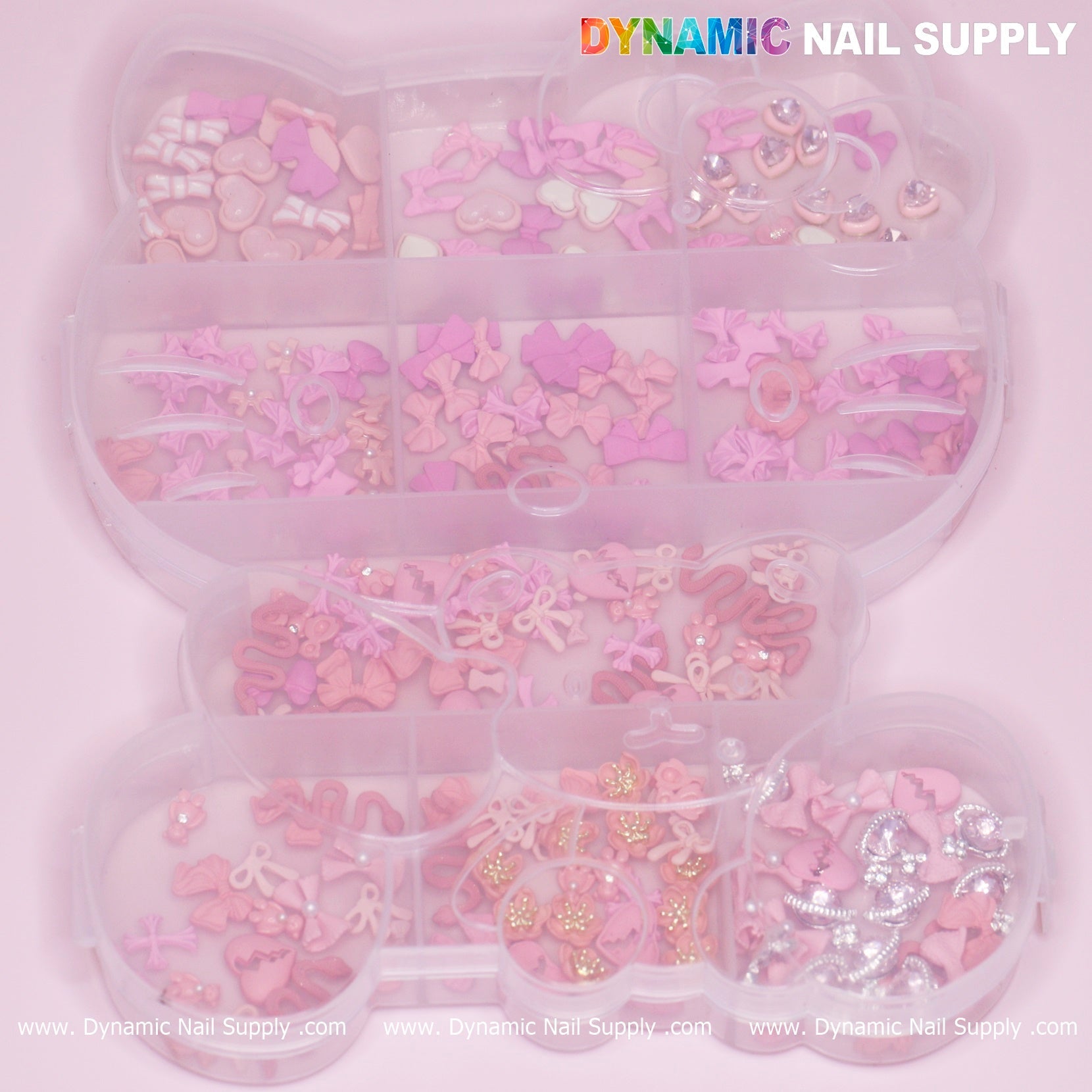 240 pcs Pink Multi-shapes Charms Rhinestones Pearl for Nails Art Design