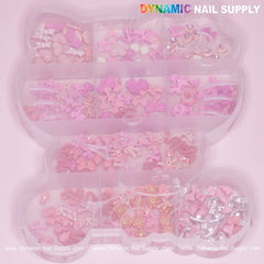 240 pcs Pink Multi-shapes Charms Rhinestones Pearl for Nails Art Design