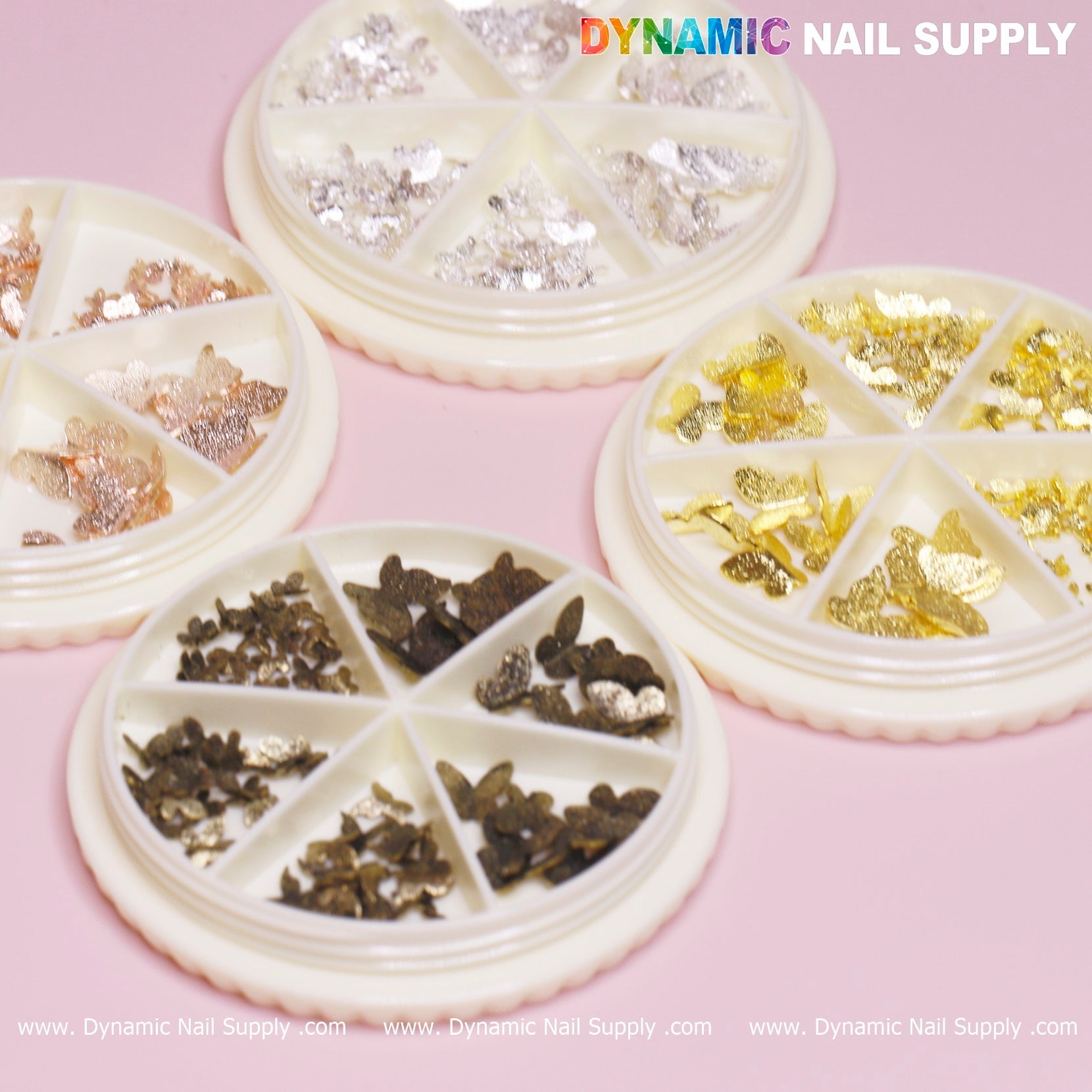 3D Butterfly Charms and Sequins set for nails art design (Rose Gold Silver Titanium)