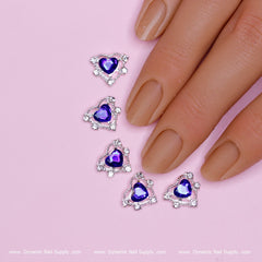 20 pcs Heart shape Charm for Nails Art Design (Blue stones)