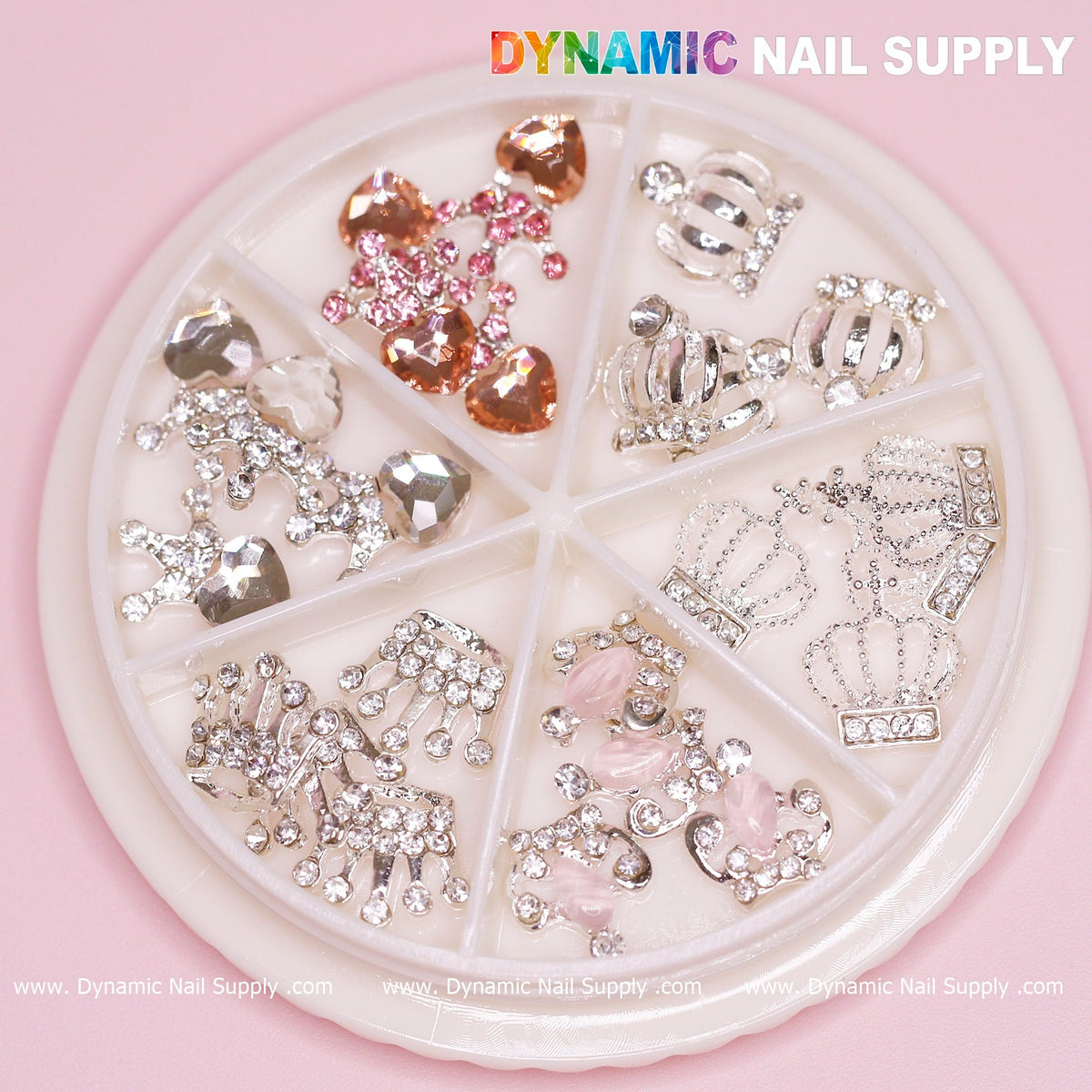 24 pcs Luxury 3D Crown Charms (Rhinestone engraved) for Valentines Nail Designs