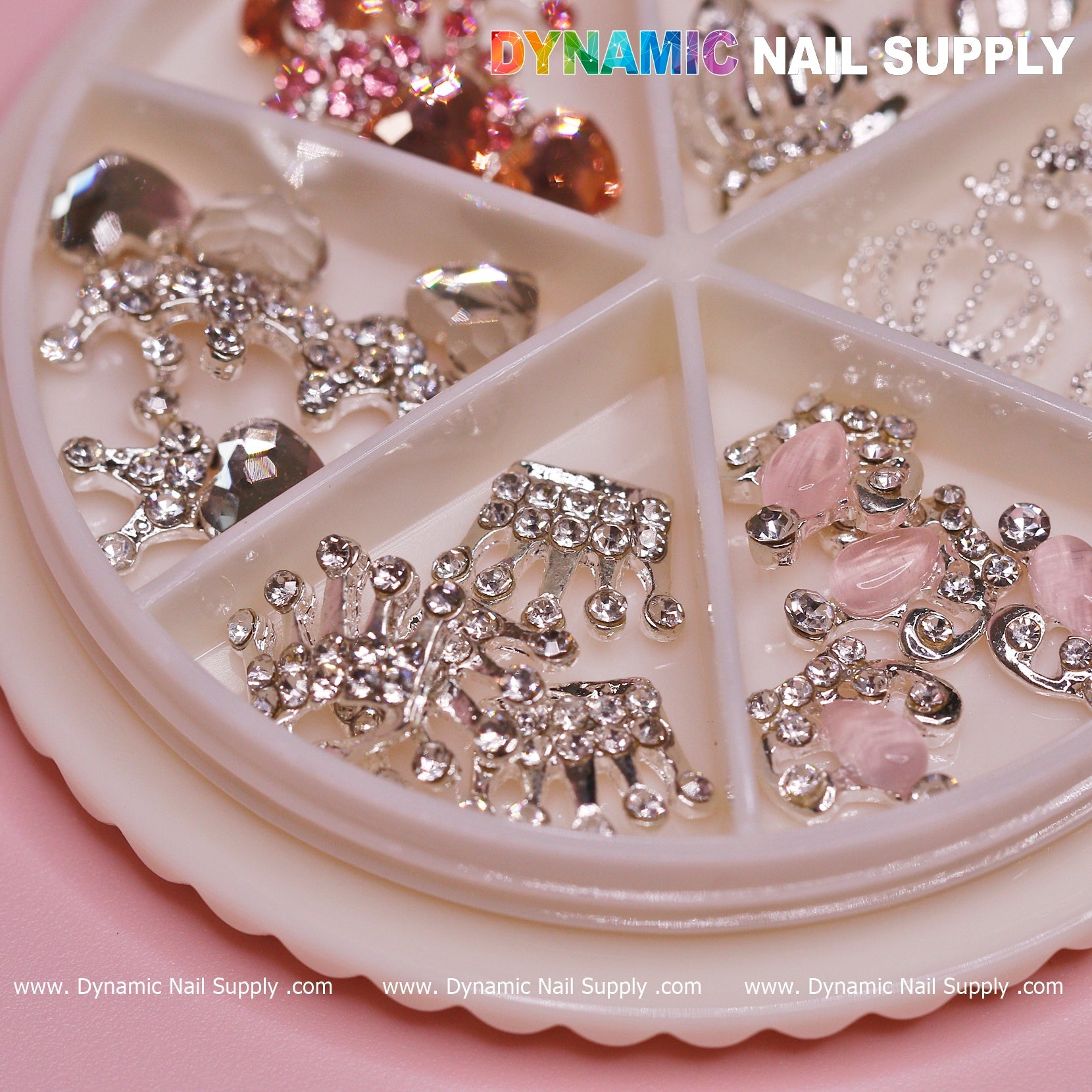24 pcs Luxury 3D Crown Charms (Rhinestone engraved) for Valentines Nail Designs