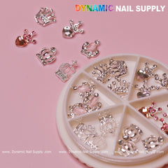 24 pcs Luxury 3D Crown Charms (Rhinestone engraved) for Valentines Nail Designs