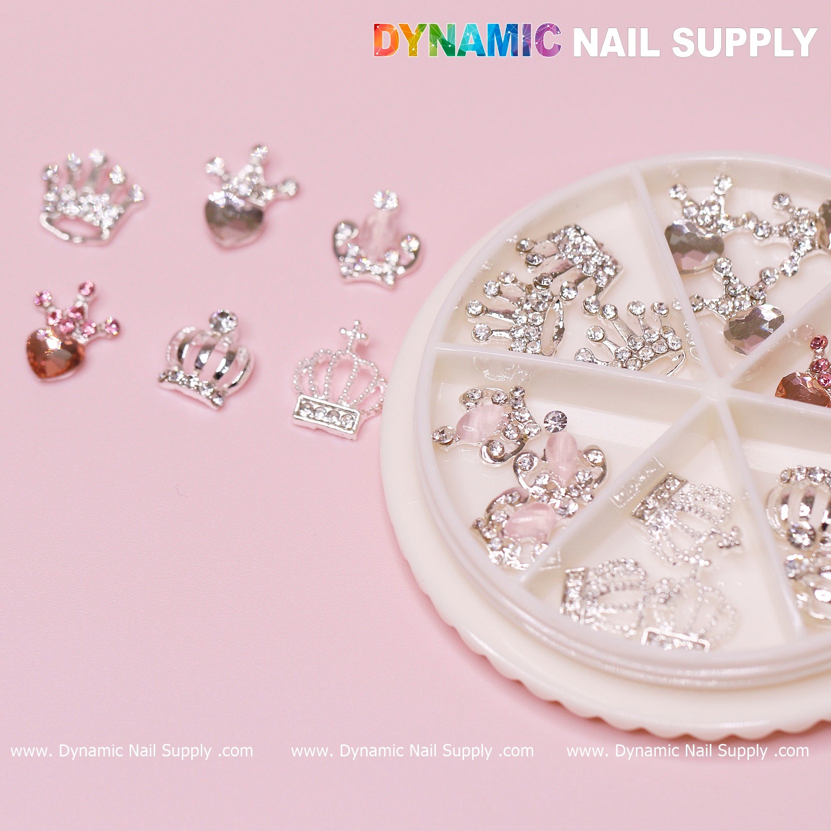 24 pcs Luxury 3D Crown Charms (Rhinestone engraved) for Valentines Nail Designs