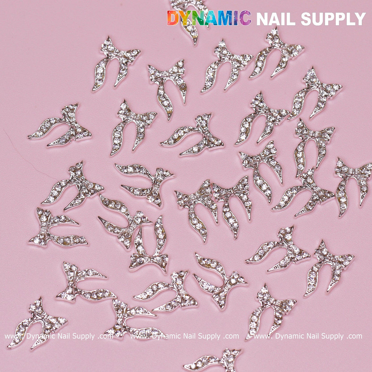 30 pcs silver (Ribbon) Bow shape Charms for Nails Designer