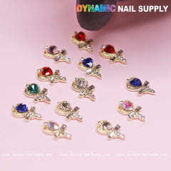 20 pcs Magic Wand with Heart rhinestones Charm (Mixed Colors) for Valentines Nails Design
