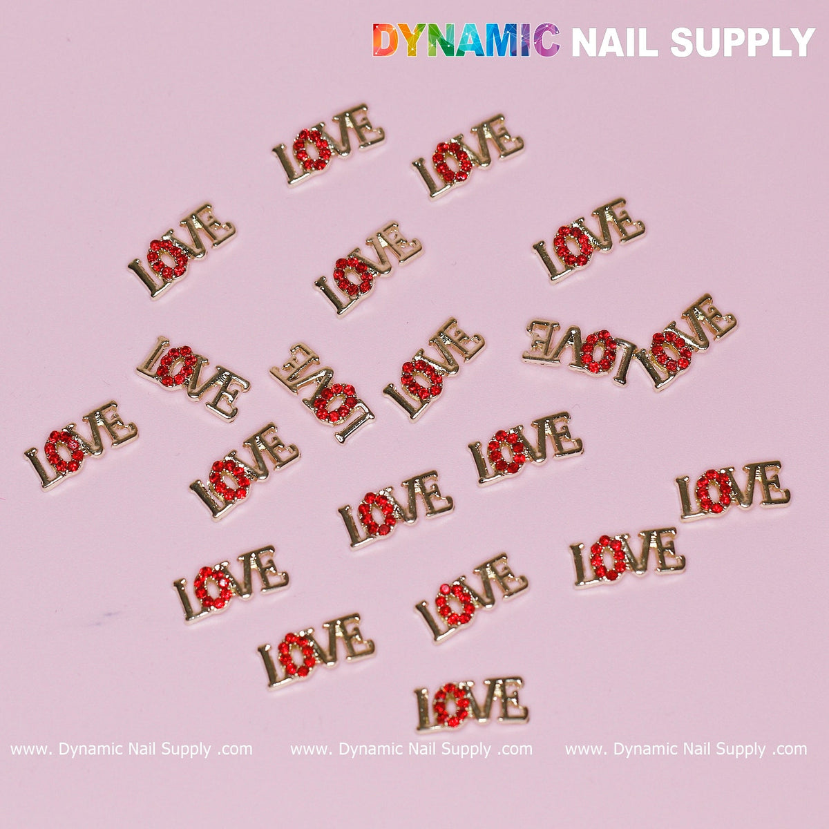 20 pcs Cute Letters Love Word Nail Charms ( O letter is engraved by small red stones)