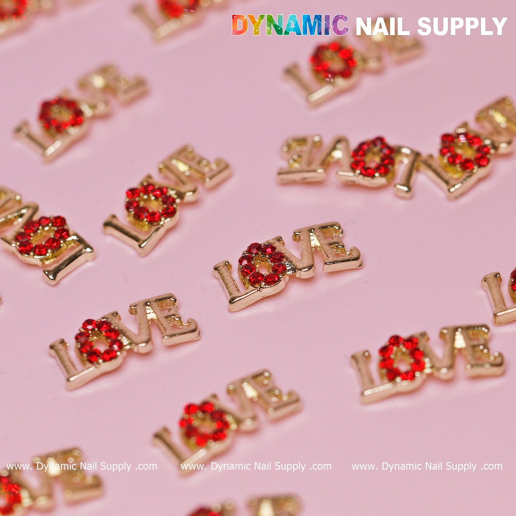 20 pcs Cute Letters Love Word Nail Charms ( O letter is engraved by small red stones)