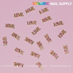 20 pcs Cute Letters Love Word Nail Charms ( letter O is engraved by small purple stones)
