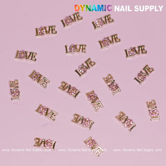 20 pcs Cute Letters Love Word Nail Charms ( letter O is engraved by small purple stones)