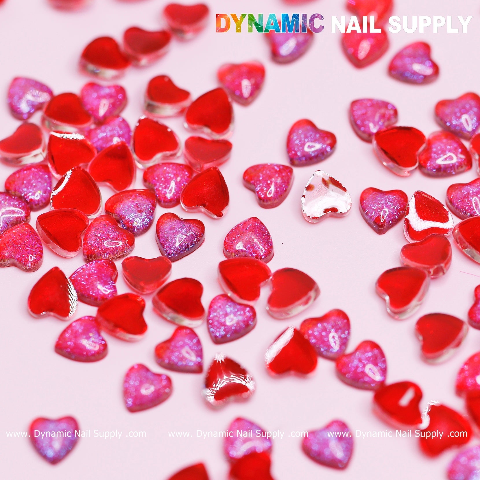 90 pcs Red Resin Heart Shape Charm for Valentine Nails Design