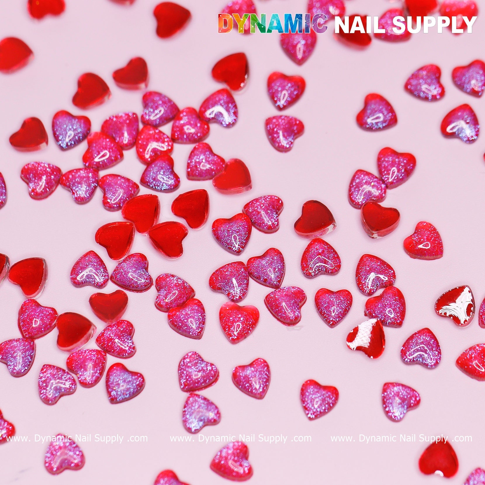 90 pcs Red Resin Heart Shape Charm for Valentine Nails Design