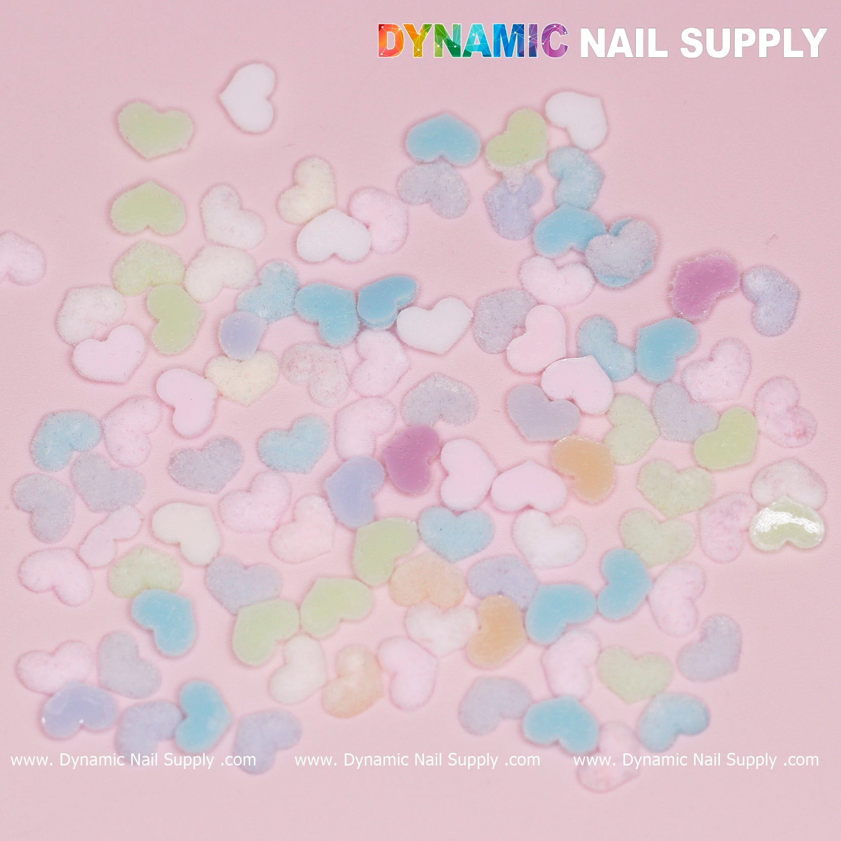 90 pcs Pastel Multi Color Heart Charm for Valentine Nails Design