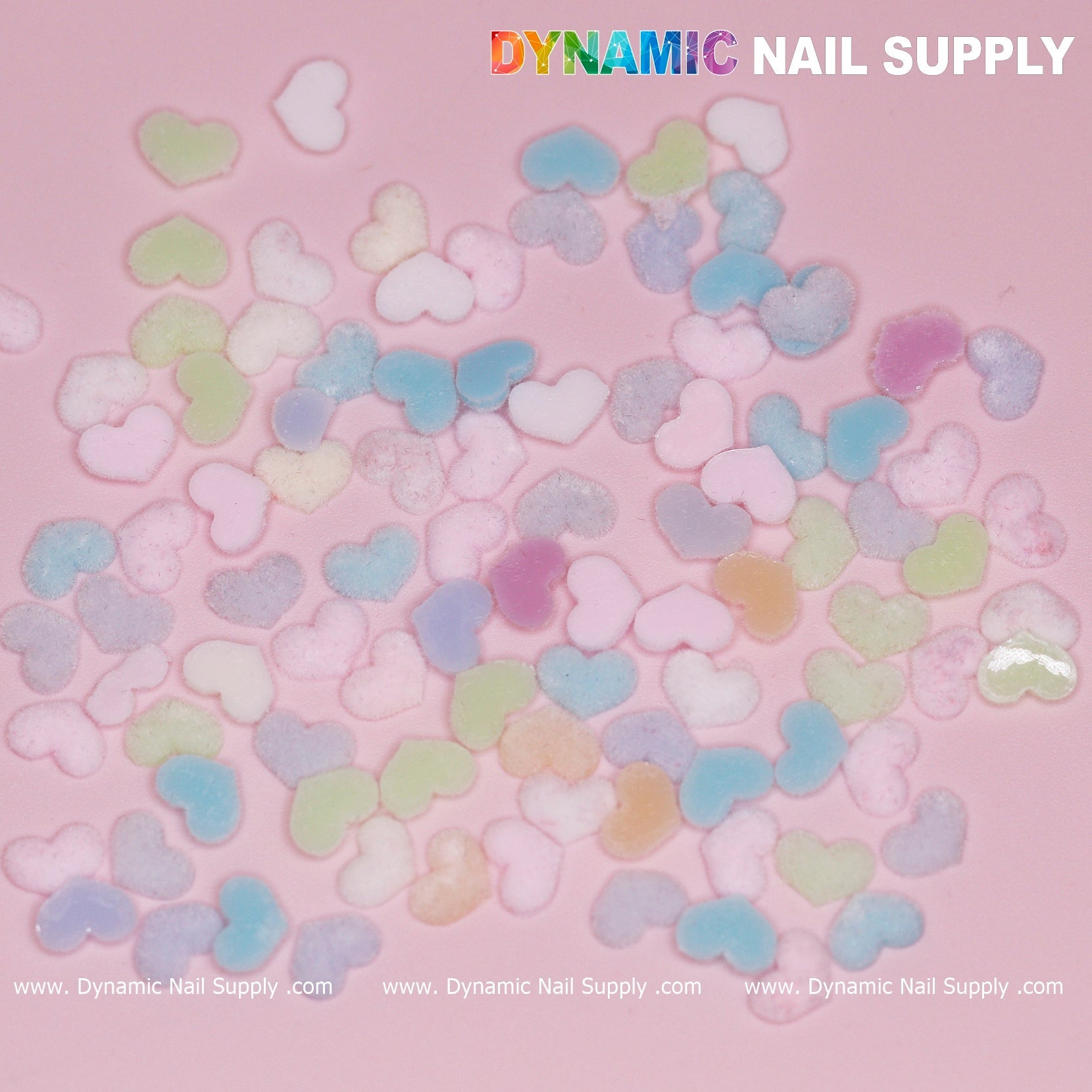 90 pcs Pastel Multi Color Heart Charm for Valentine Nails Design